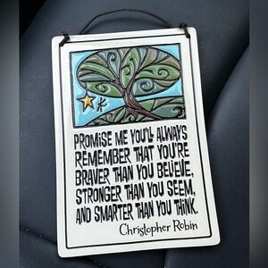 Winnie the Pooh Christopher Robin Ceramic Wall Plate Handmade Clay SpoonerCreek